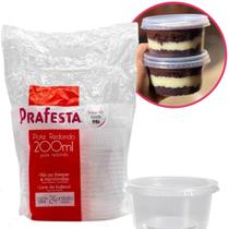 Pote Redondo Marmita Microondas e Freezer Prafesta 200ml Com Tampa - Pct 24 Unidades