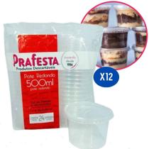 Pote Redondo Marmita Microondas e Freezer Prafesta 500ml Com Tampa - Cx 288 Unidades (12x24)