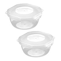 Pote Redondo Nitron Plástico Tampa Trava 450ml 2 unidades