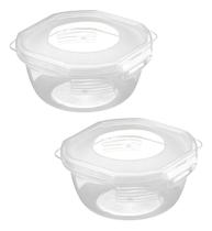 Pote Redondo Nitron Plástico Tampa Trava 450ml 2 Unidades