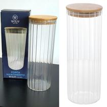 Pote Redondo Tampa Bambu Vidro Borossilicato 1,1 L Médio