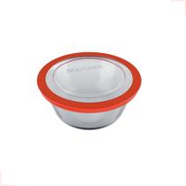 Pote Redondo Tigela Vidro 1,2l Marmita Tampa Plástica Trava Hermético Cor:Transparente