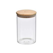 Pote Redondo Vidro com Tampa de Bambu 1 Litro Kenya
