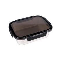 Pote Refratário Retangular com Tampa Preta 650ml