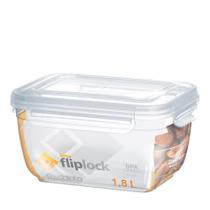 Pote Retagular Fliplock em Plástico Transparente 1,8L - Rischioto