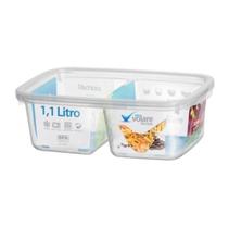 Pote Retagular Volare com 2 Divisórias em Plástico Transparente 1,1L - Rischioto