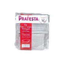 Pote Retangular 1000ml - Resistente - Conjunto 24 Unidades