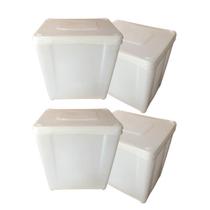 Pote Retangular 10L Branco - 4 Pçs