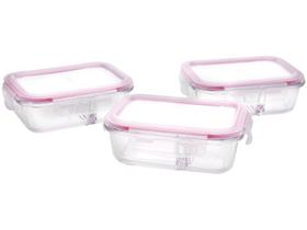 Pote retangular 2 divisoria 500ml com tampa lock vermelho Pote retangular 2 divisoria 500ml com tampa lock vermelho