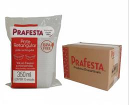 Pote retangular 350 ml freezer e microondas com 144 unidades
