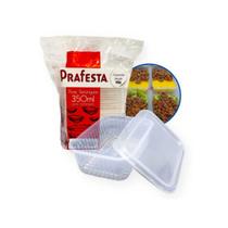 Pote Retangular 350ml com Tampa Freezer e Micro-ondas Prafesta Pacote 24 unidades Pote Retangular 350ml com Tampa Freezer e Micro-ondas Prafesta Pacote 24 unidades