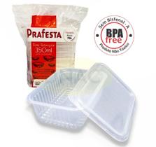 Pote Retangular 350ml Marmita Fit - Microondas/freezer 24 Unidades PraFesta/Marmita FITNESS