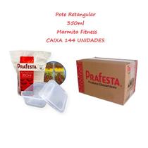 Pote Retangular 350ml Marmita Fitness com Tampa Freezer & Micro-ondas Prafesta Caixa 144 Unidades Pote Retangular 350ml Marmita Fitness com Tampa Freezer & Micro-ondas Prafesta Caixa 144 Unidades
