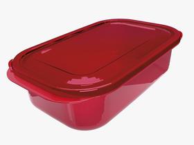 Pote Retangular 4,6 Litros com Tampa Vermelho Armazenador de Alimento Plástico Nitronplast