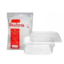 Pote Retangular C/ Tampa 1000ml com 24 Unidades Prafesta para Bolos Doces e Marmitas