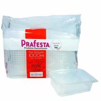 Pote Retangular c/ Tampa 1000ml PraFesta c/ 24 unidades