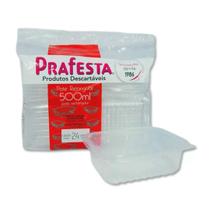 Pote Retangular C/ Tampa 500ml PraFesta C/ 24 unidades