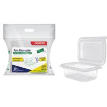 Pote retangular c/ tampa articulada 24 potes 500ML - Rioplastic