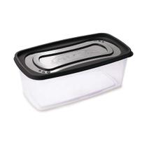 Pote Retangular Clic em Plástico Preto 3L- Plasutil Pote Retangular Clic em Plástico Preto 3L- Plasutil