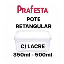 Pote Retangular com Lacre 350/500ml - PRAFESTA 10 Unidades - Freezer/microondas