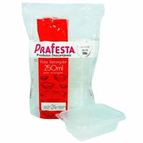 Pote Retangular com Tampa 250ml Prafesta 24 Unidades