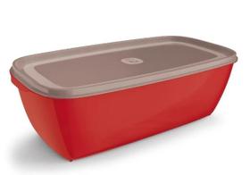 Pote Retangular Com Tampa 3 Litros Marmita Freezer/Microondas Vermelho UZ