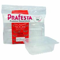 Pote Retangular Com Tampa 500ml Prafesta - 24 Unidades