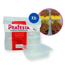 Pote Retangular com Tampa para Freezer e Micro-ondas Prafesta - 500ml - CX 144 Unidades (CX6x24)