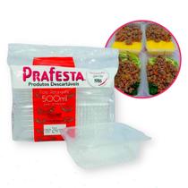 Pote Retangular com Tampa para Freezer e Micro-ondas Prafesta - 500ml - pct 24 Unidades