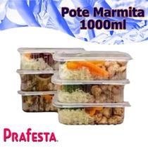 Pote Retangular com Tampa para Freezer/Microondas 1000ml - Pacote c/24 Prafesta
