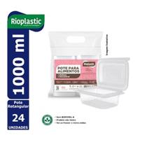 Pote Retangular com Tampa para Freezer/Microondas 1000ml Pacote c/24 RioPlastic