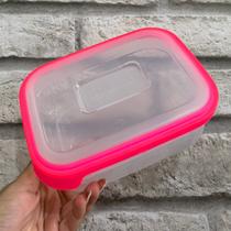 Pote Retangular de 1 Litro - Transparente e Rosa