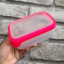 Pote Retangular de 500 ml - Transparente e Rosa