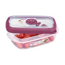 Pote Retangular De Plástico 430ml Rosa Sanremo