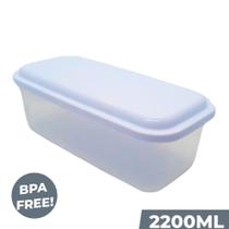 Pote Retangular de Plástico C/ Tampa BPA FREE Atóxico 1.2L - Plasvale