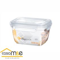 Pote retangular fliplock 550 ml alto