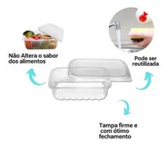 Pote retangular freezer e microondas 500ml com 25 unidades