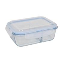 Pote Retangular Hermético Com Divisória Vidro 1520ml