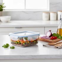 Pote Retangular Hermético Vidro Marmita Microondas Fitness Marmitinhas Casa Utensílio Doméstico Organização Cozinha Organizador Alimentos 370ml