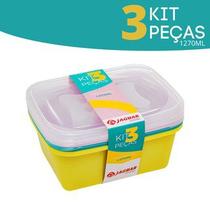 Pote Retangular Kit C/3 Pçs Oragniza 1270ML - 6329 Pote Retangular Kit C/3 Pçs Oragniza 1270ML - 6329