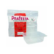 Pote Retangular Lacre Marmita Microondas/freezer 500ml C/10 Unidades Prafesta