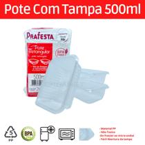 Pote Retangular Micro-ondas Freezer Não Deforma 500ml 24u