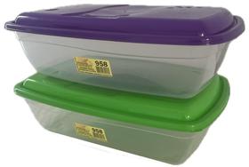 Pote Retangular Plástico Transparente 3,4 litros - Grande - Kit com 2 peças - Rainha