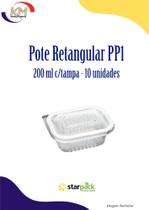 Pote retangular PP1 c/tampa 200 ml c/10 unid. - Starpack - embalagem freezer e microondas (16076)