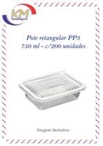 Pote retangular PP3 750 ml c/200 unid. - Starpack - embalagem freezer e microondas (12270)
