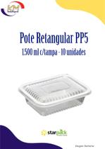 Pote retangular PP5 c/tampa 1500 ml 10 unidades - Starpack - embalagem freezer e microondas (16080)