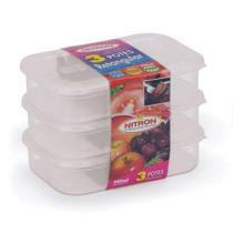 Pote Retangular Raso Pequeno Com 3 Peças