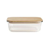 Pote Retangular Vidro e Bambu 1L - ACASA