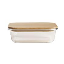Pote Retangular Vidro e Bambu 630ml - ACASA