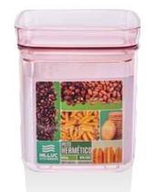 Pote rose hermético quadrado de 800ml em acrílico empilháeis nilluc Pote rose hermético quadrado de 800ml em acrílico empilháeis nilluc